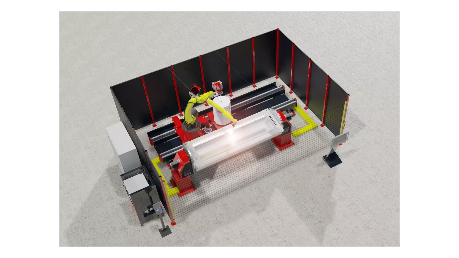 Example of a robotic welding system implemented with our modular system.