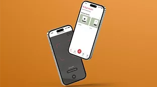 Solar.start app on smartphone with orange background