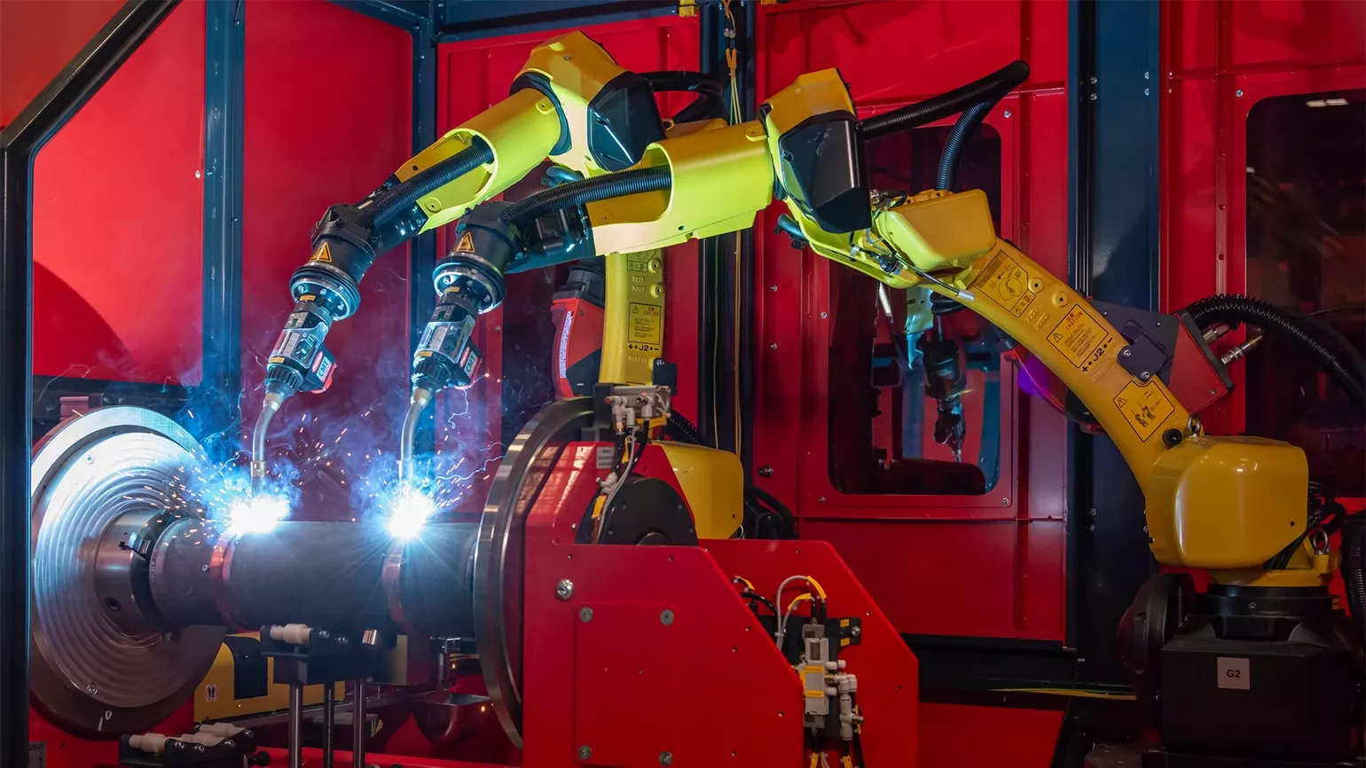 Welding robots in action
